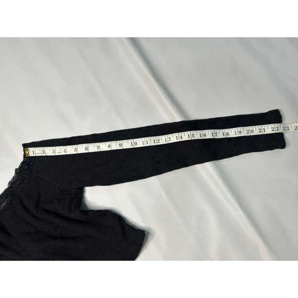 Off-Shoulder Black Crop Top Outlaw Womens L Ribbed Knit Long Sleeve - Picture 7 of 8